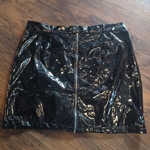 Hera Black Vinyl Latex Mini Skirt Goth Vamp Plus Size
